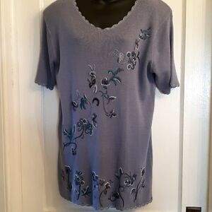 Chico -Delores Bell blue embroidered tunic top